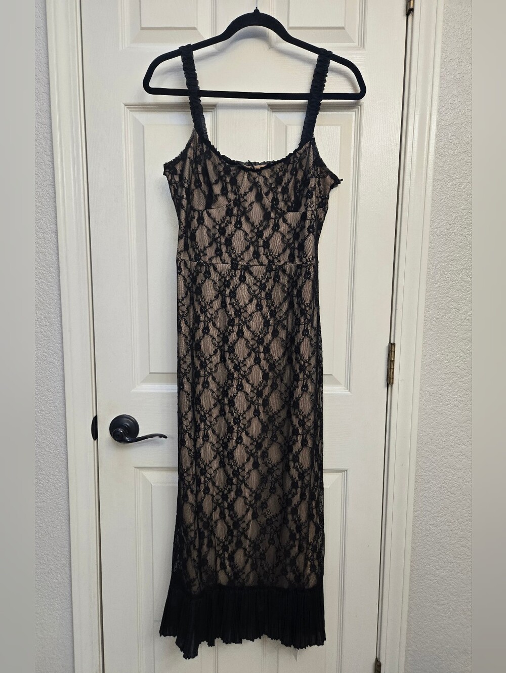 NWT Commense Black Lace Patchwork Cami Midi Dress, Large - Picture 3 of 9